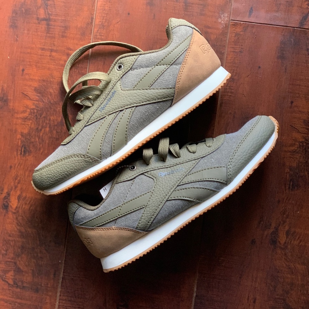 Classic Reebok olive green with tan.